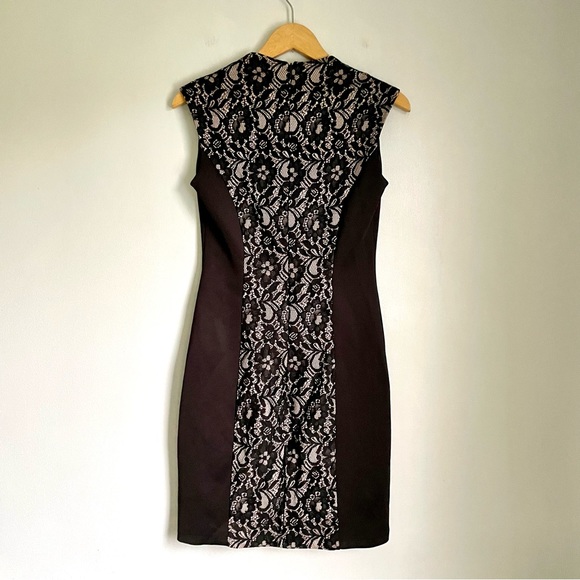 Cynthia Rowley Lace Inset Silhouette Dress Womens 4 Little Black Dress - Picture 3 of 13